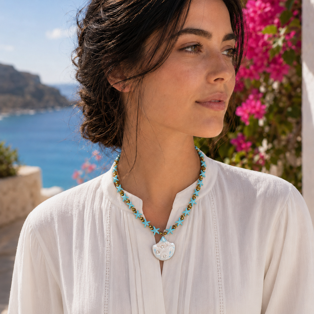 Aqua Starfish Necklace