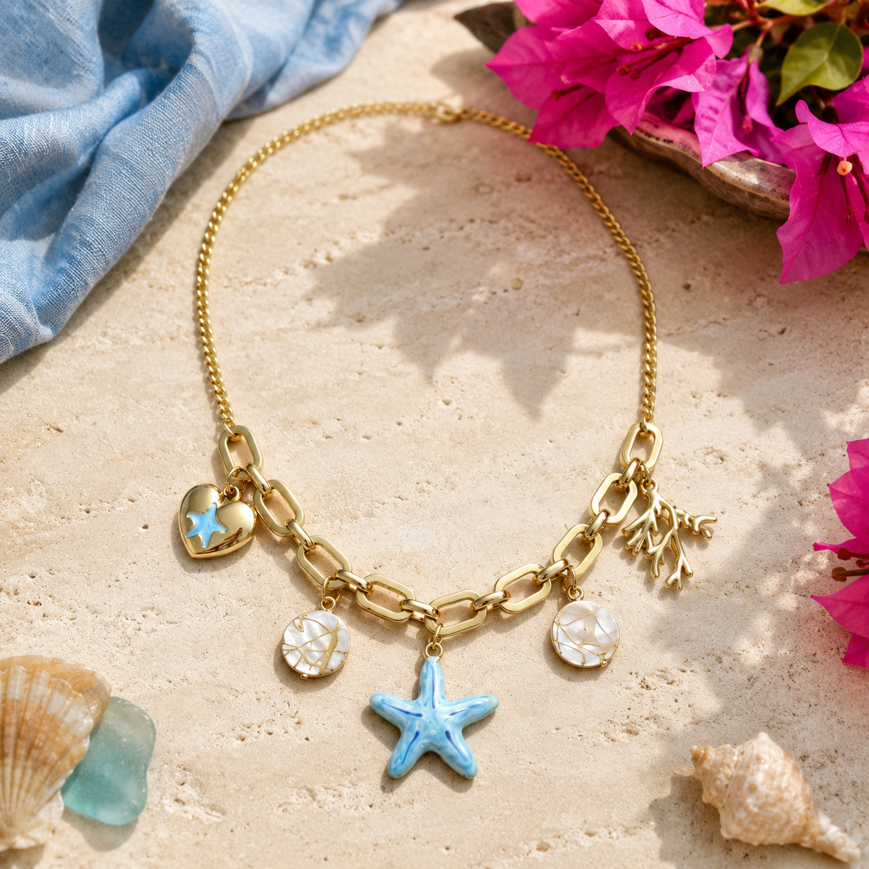 Golden Coast Charm Necklace