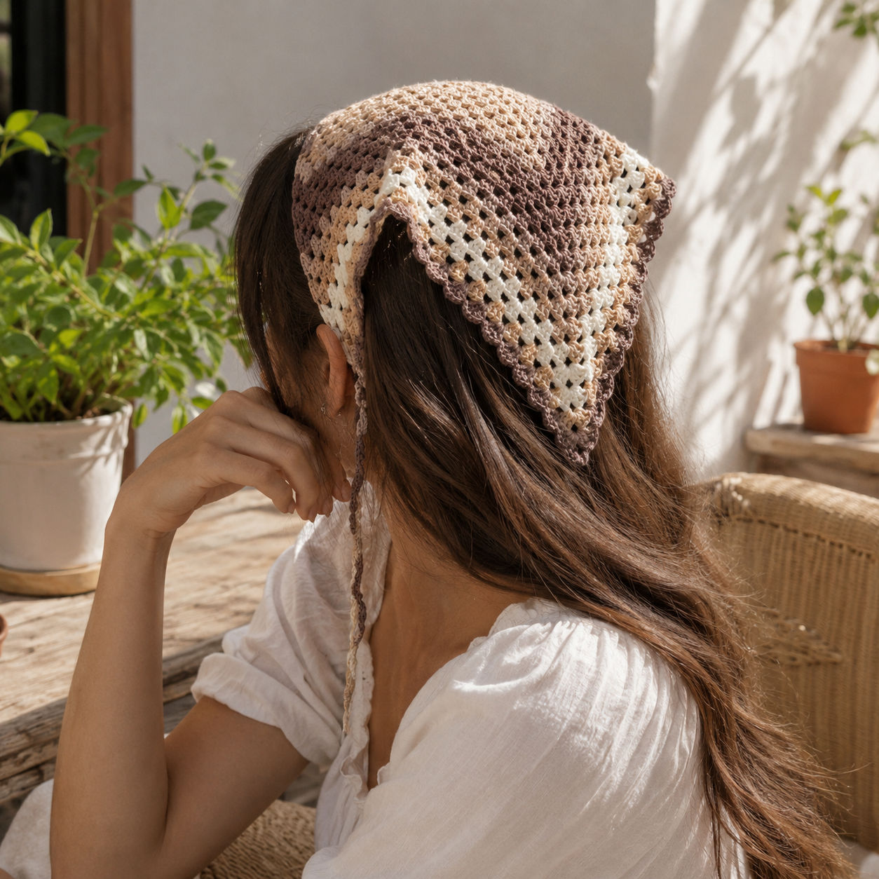 Mocha Latte Crochet Bandana