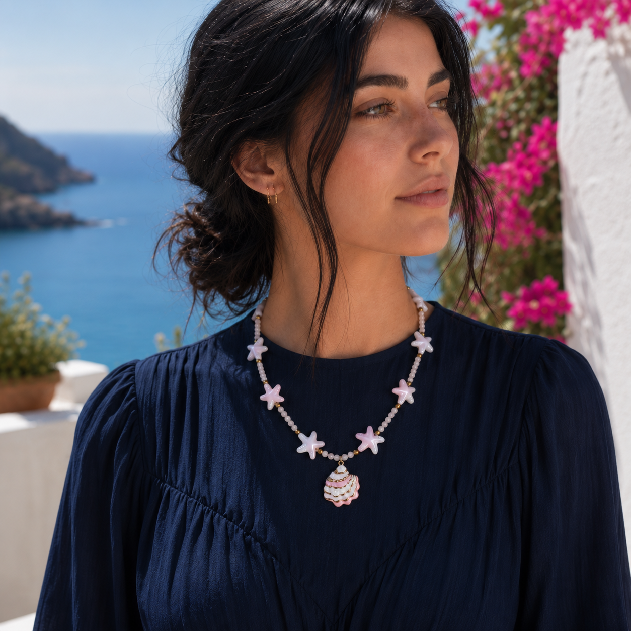 Blush Shell Starfish Necklac