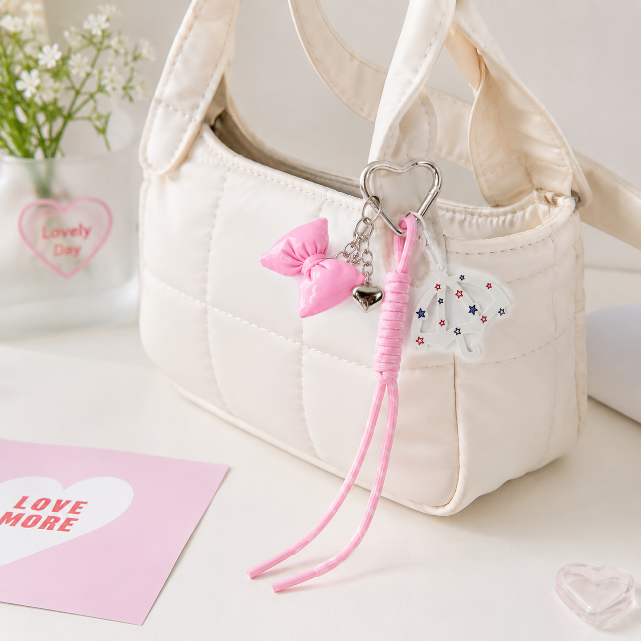 Pink Bow Bag Charm