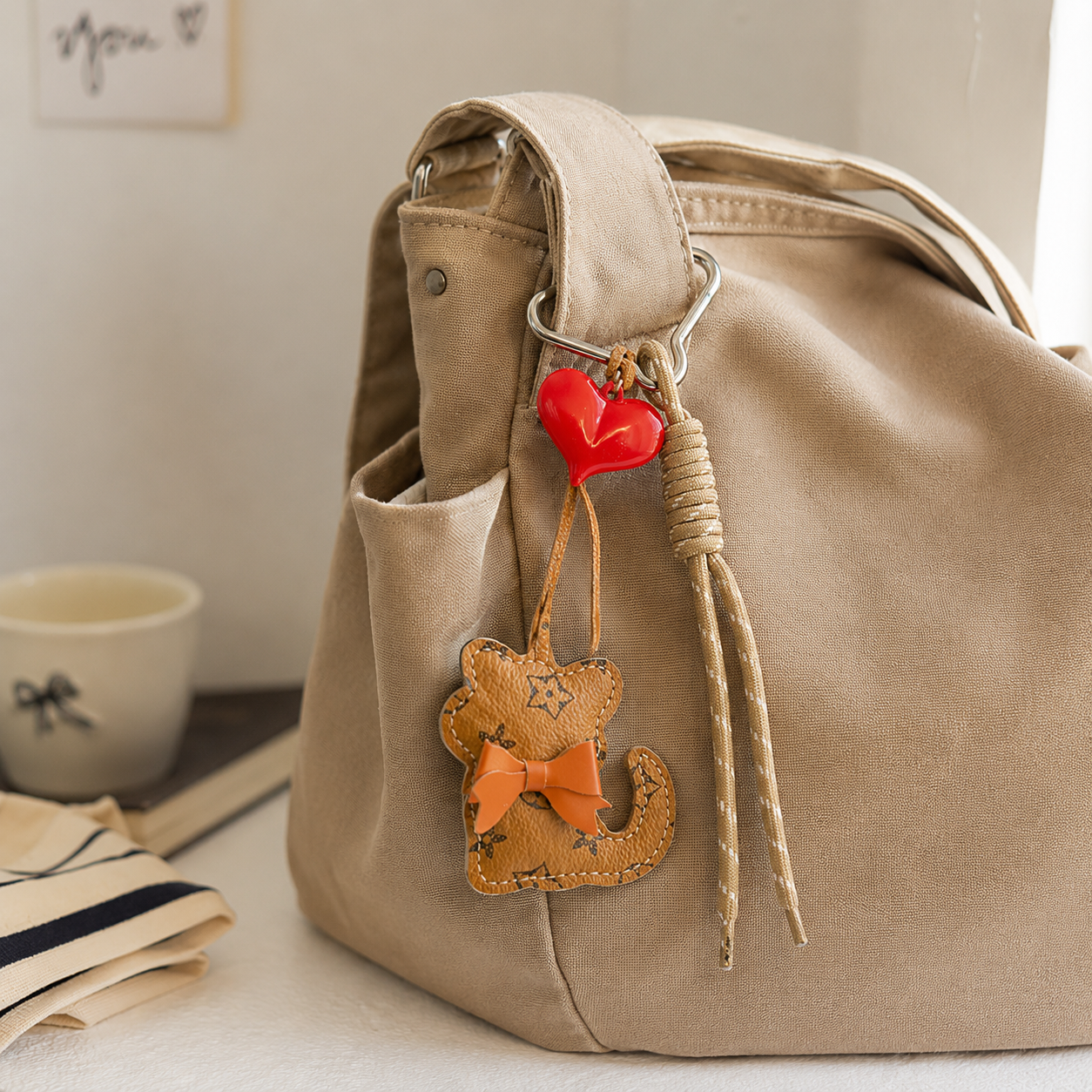 Brown Cat Bag Charm