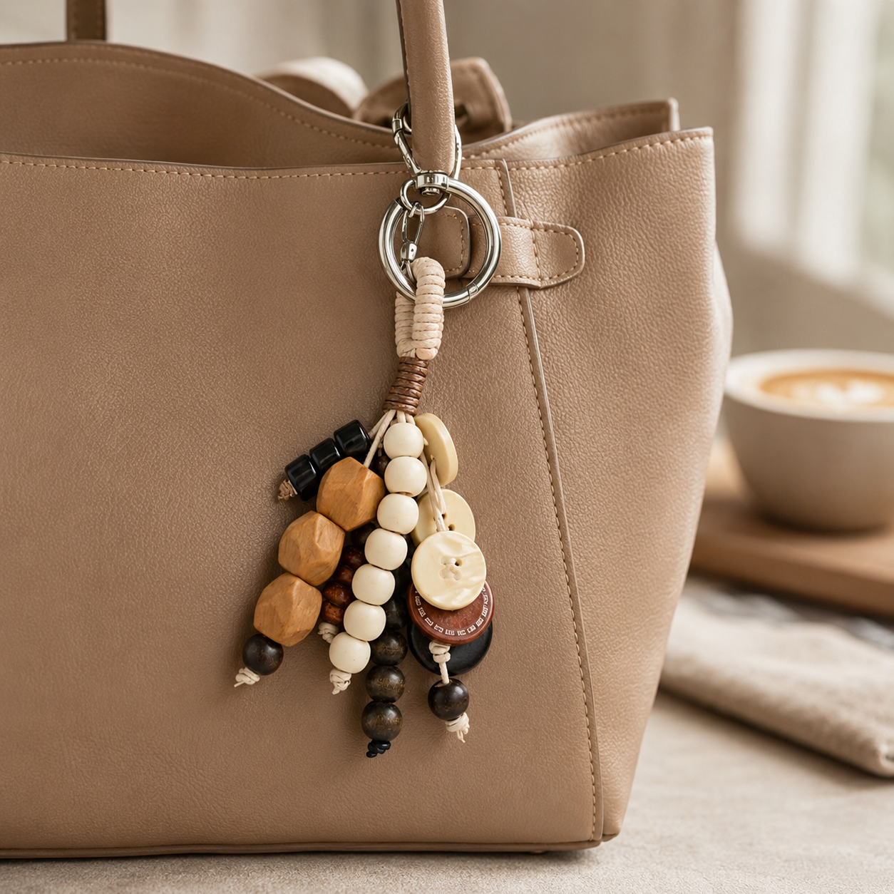 Stone & Button Bag Charm