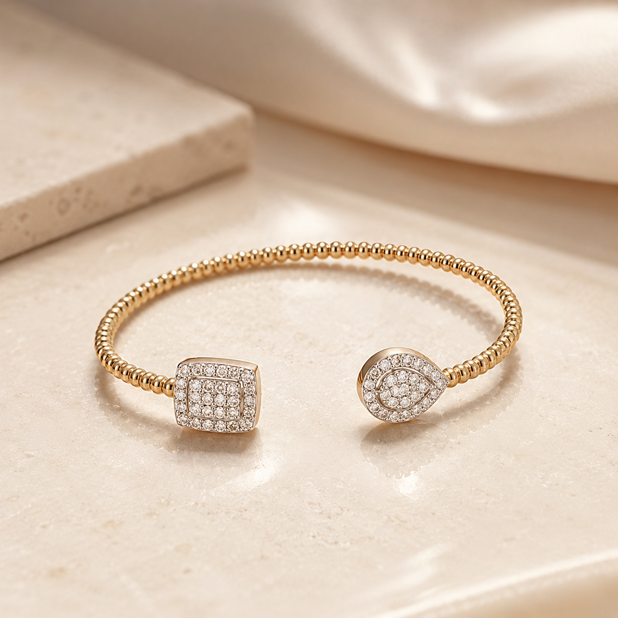 Diamond-Look Open Cuff Bracelet