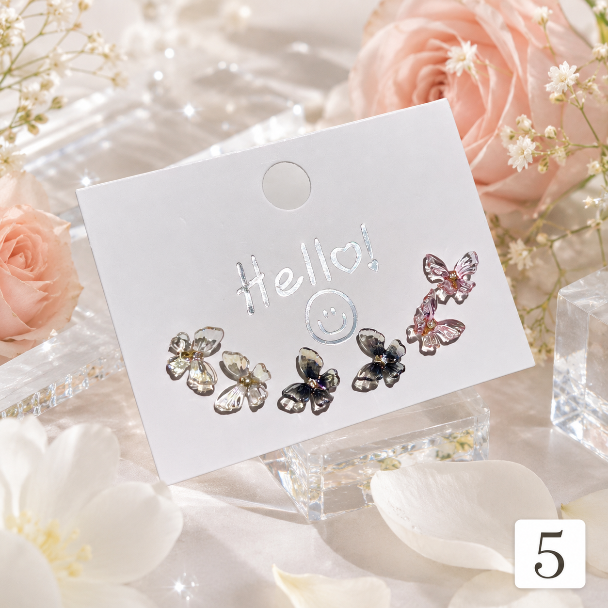 Kids Colorful Butterfly Earrings Set