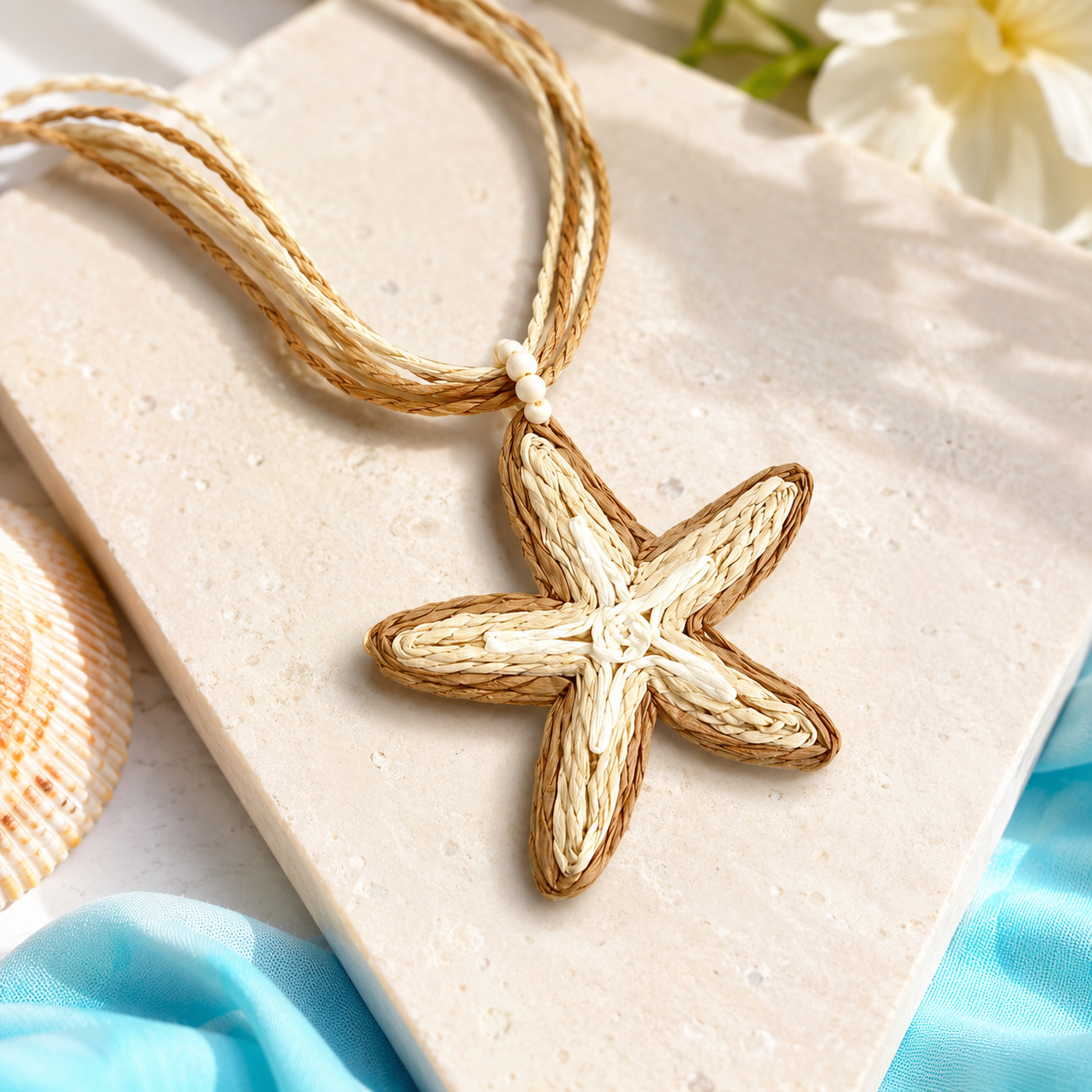 Handmade Straw Starfish Choker