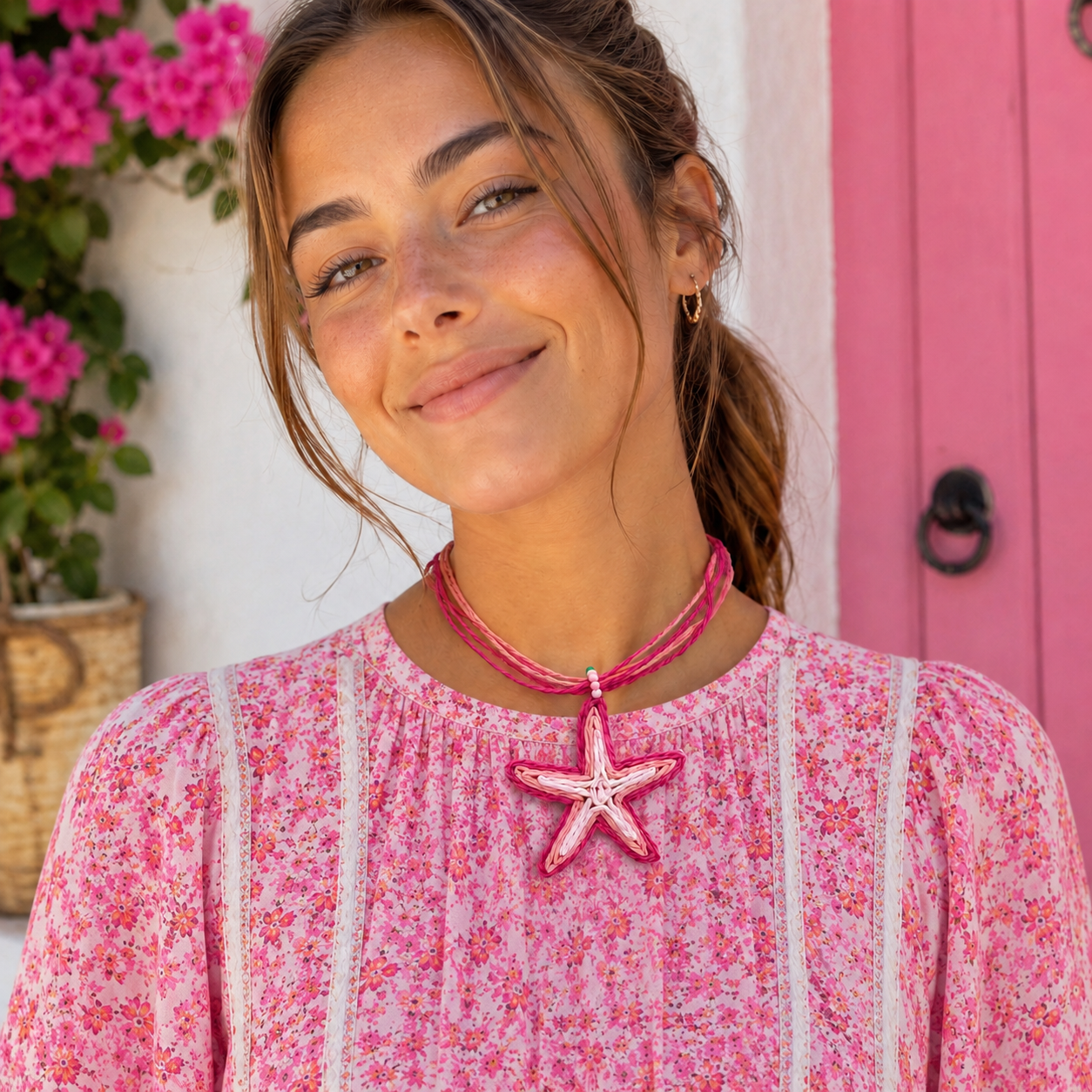 Handmade Straw Starfish Choker