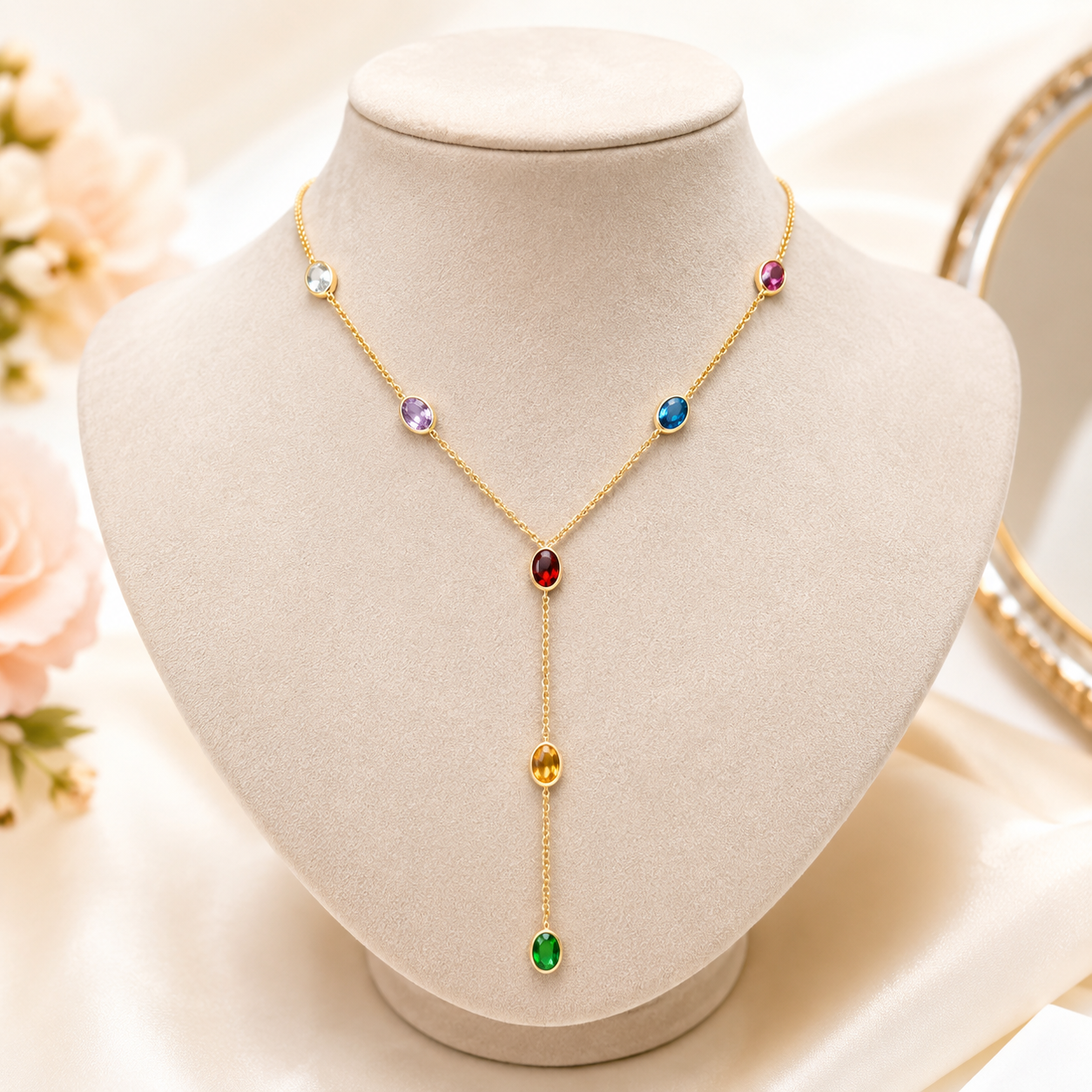 Colorful Stone Drop Necklace