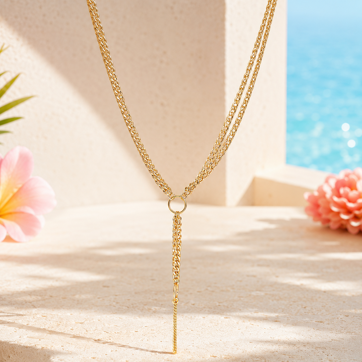Gold Chain Drop Necklace