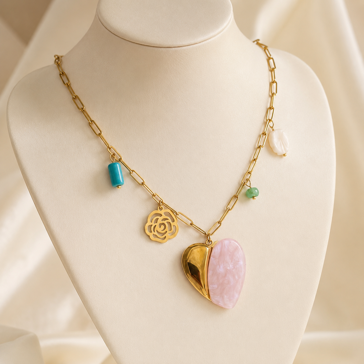 Pink Heart Charm Necklace