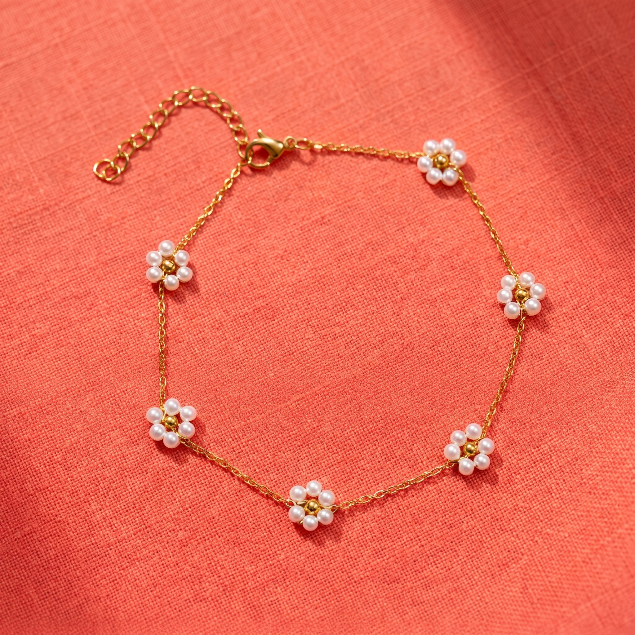 Stainless Steel Pearl Daisy Bracelet