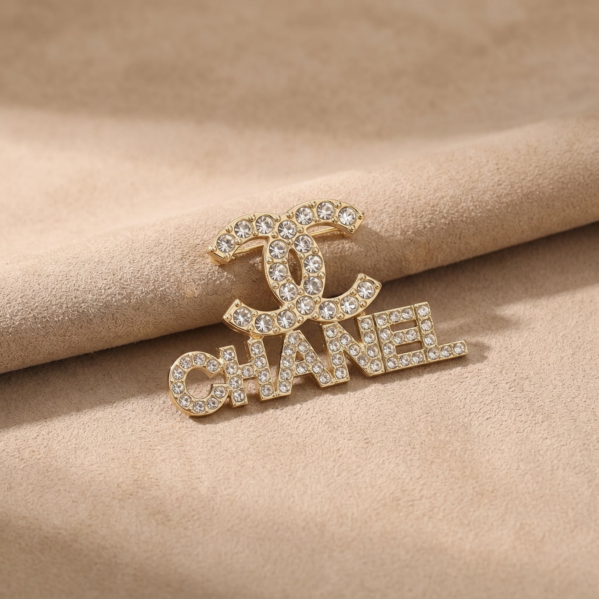 Crystal Double-C Style Brooch