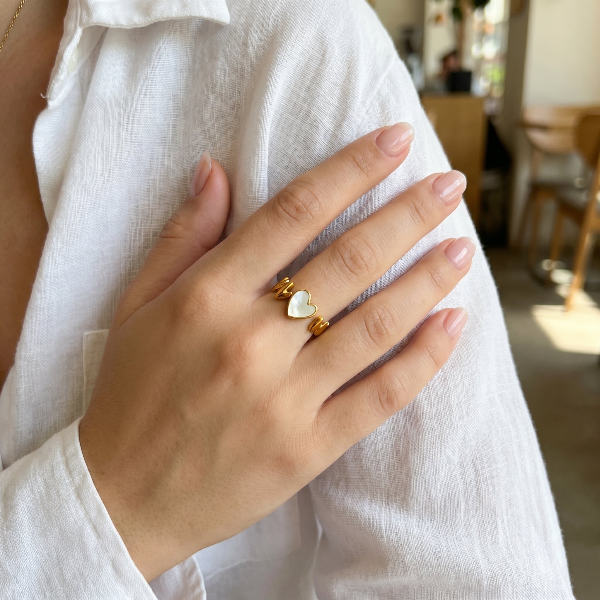 Gold Heart Rise Stainless Steel Ring