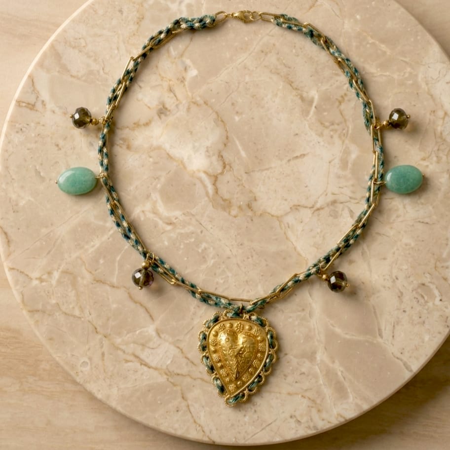 Emerald Heart Charm Necklace
