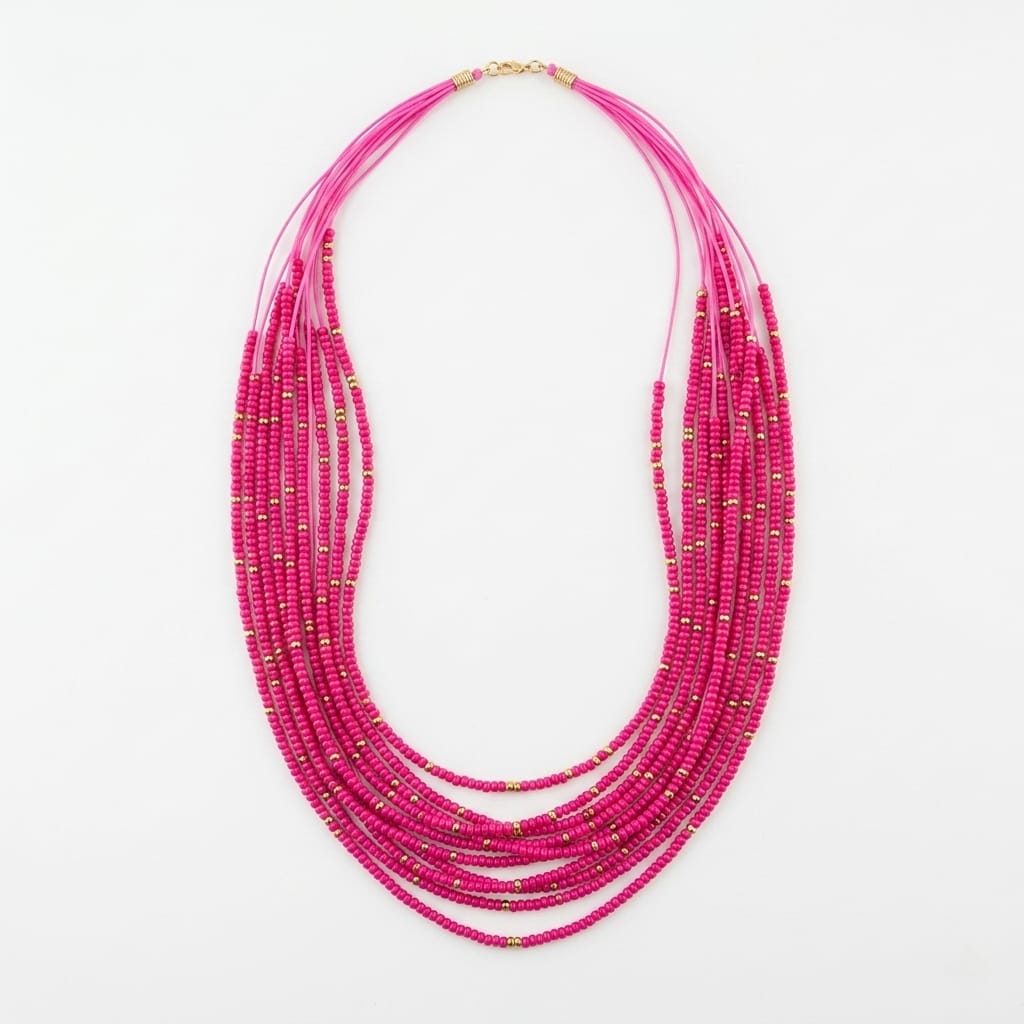 Fuchsia Luxe Layered Beads Necklace