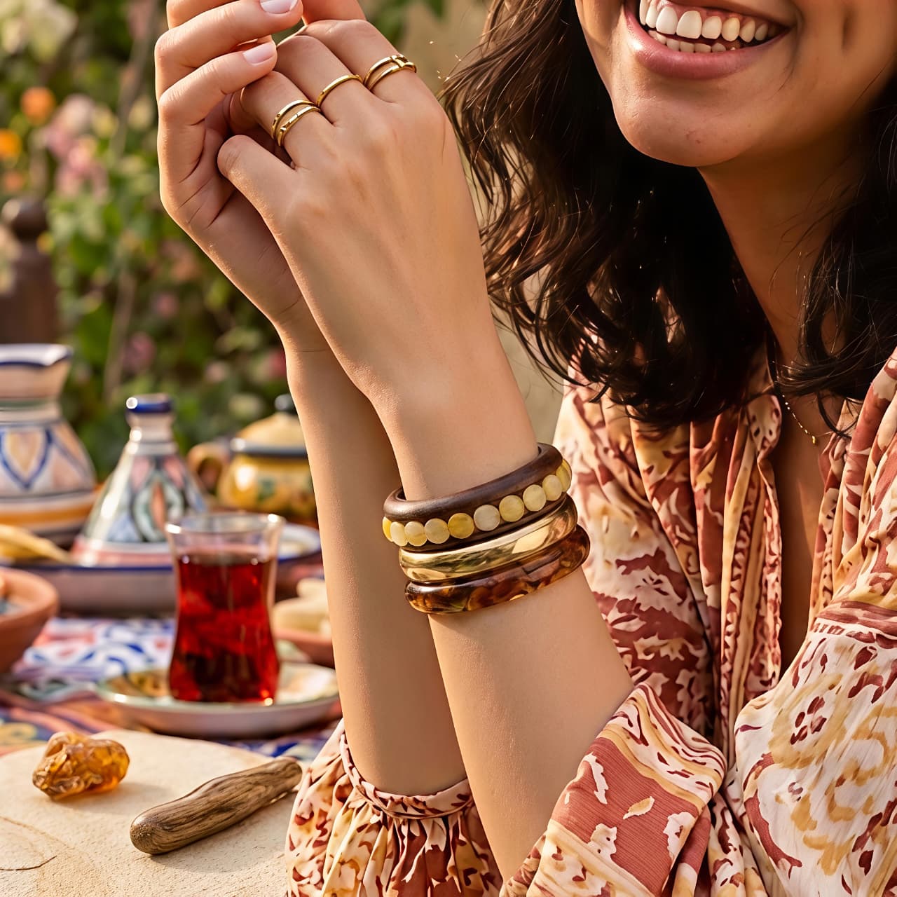 Amber Glow Bangle Set