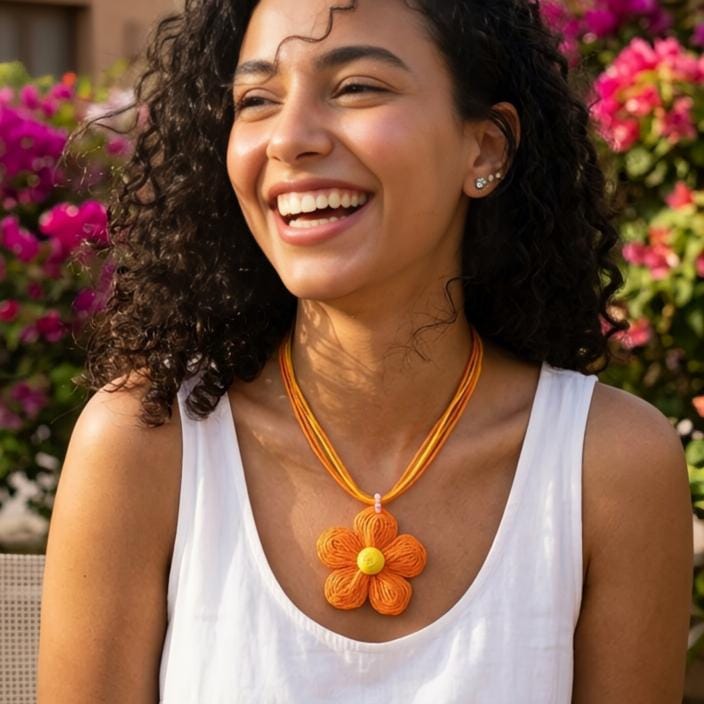 Orange Leaf Flower Choker