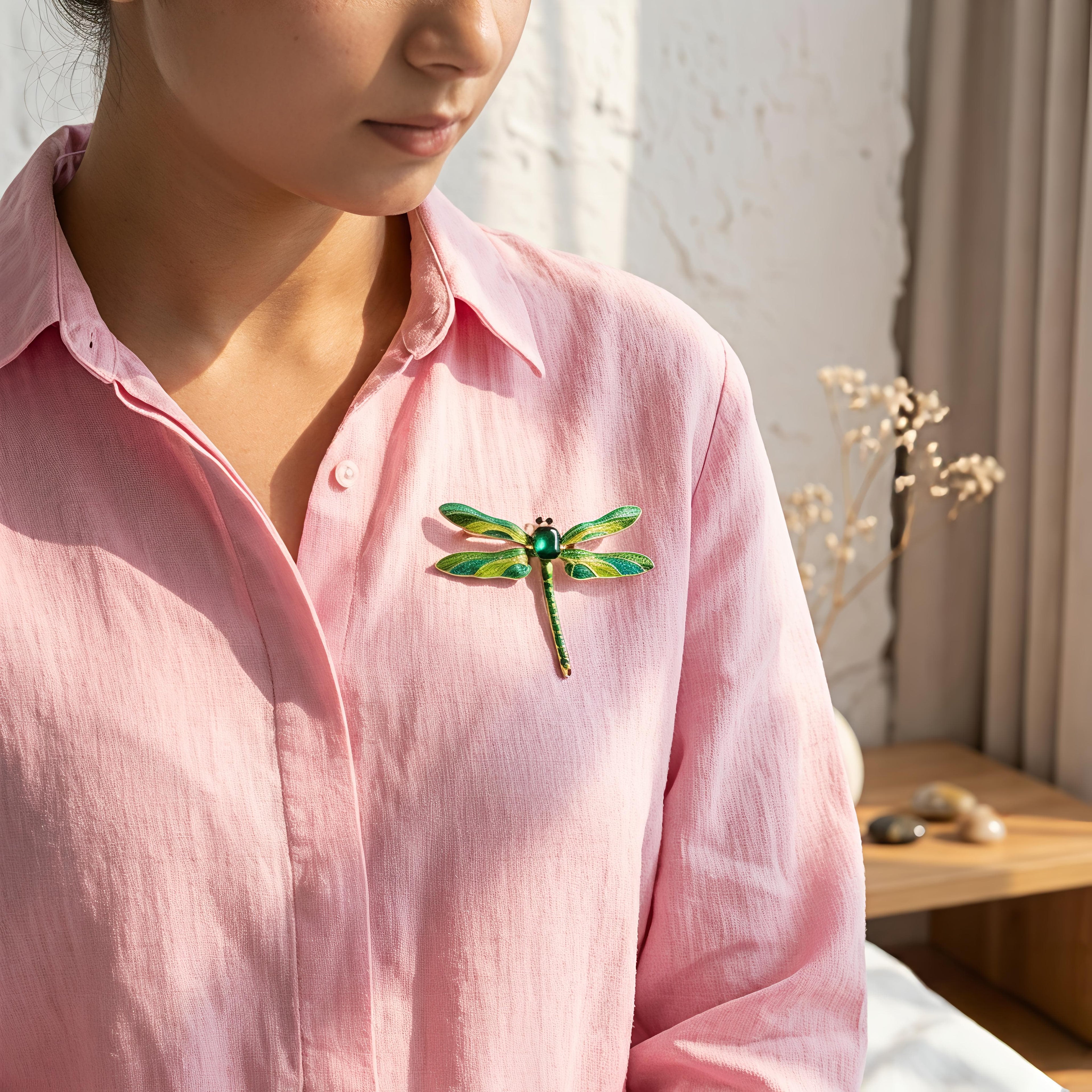 Emerald Dragonfly Brooch