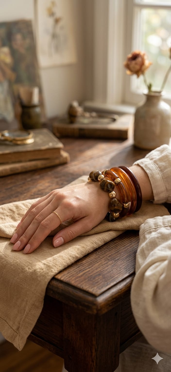 Cocoa Marble Bangles Set