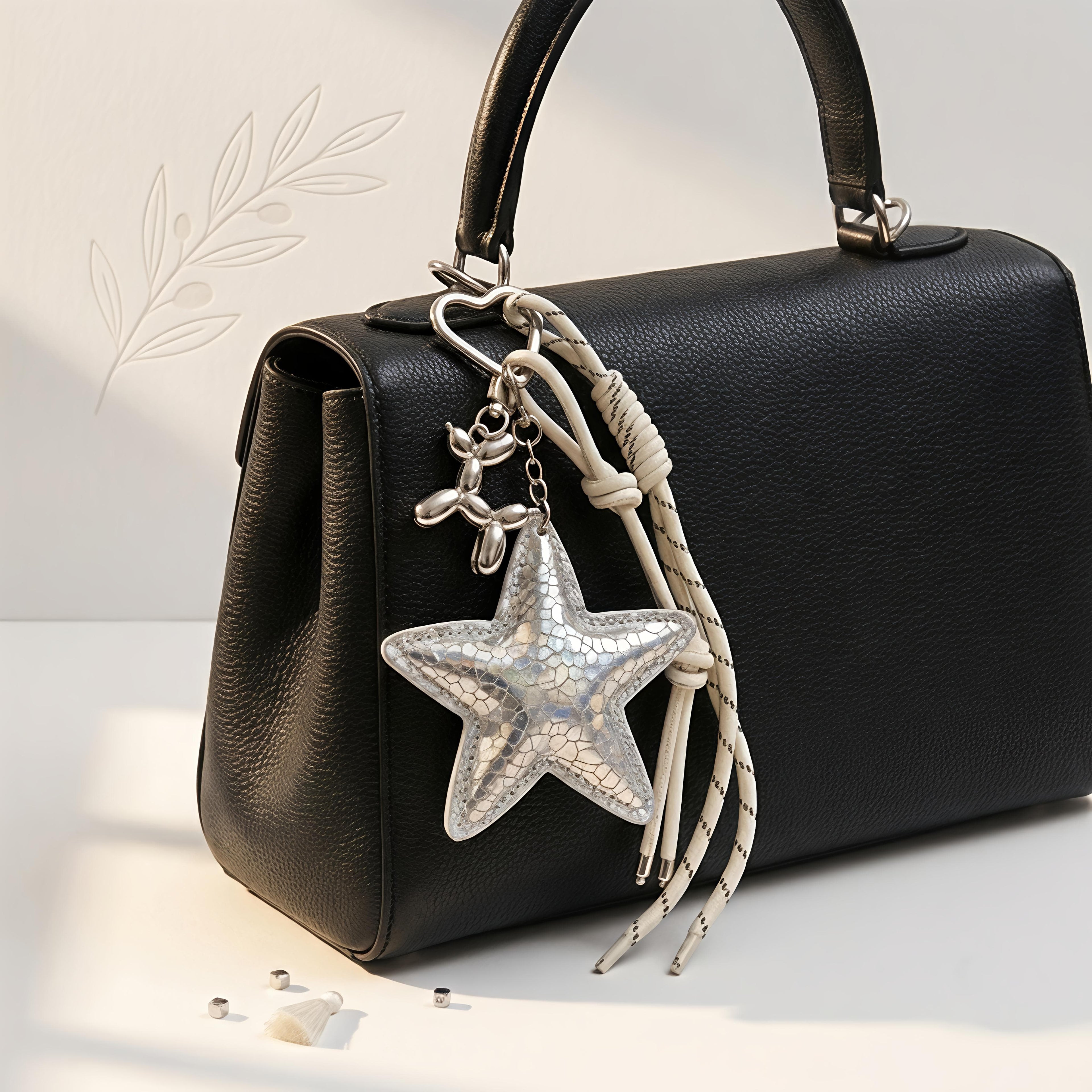Silver Star Balloon Dog Bag Charm