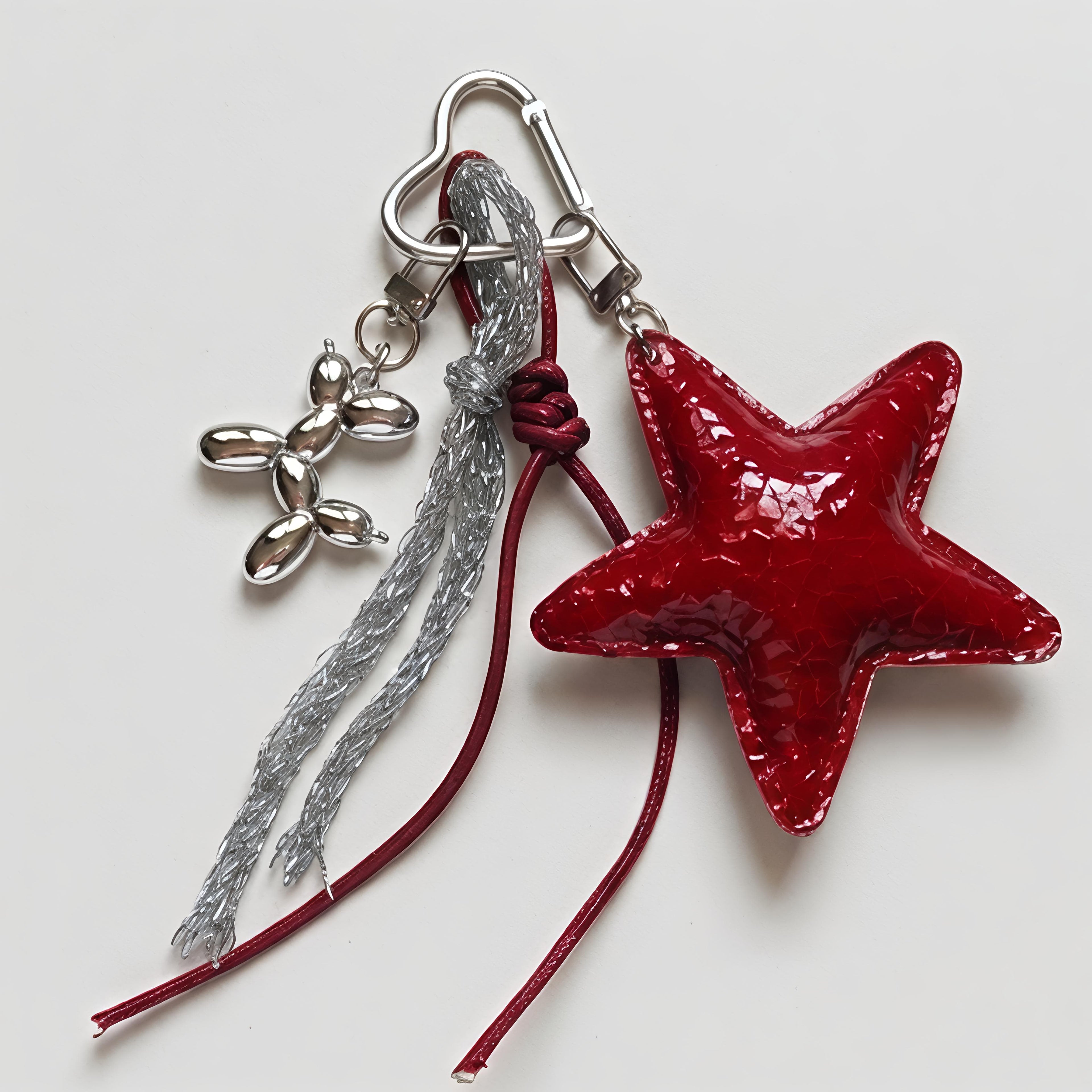 Burgundy Star Bag Charm