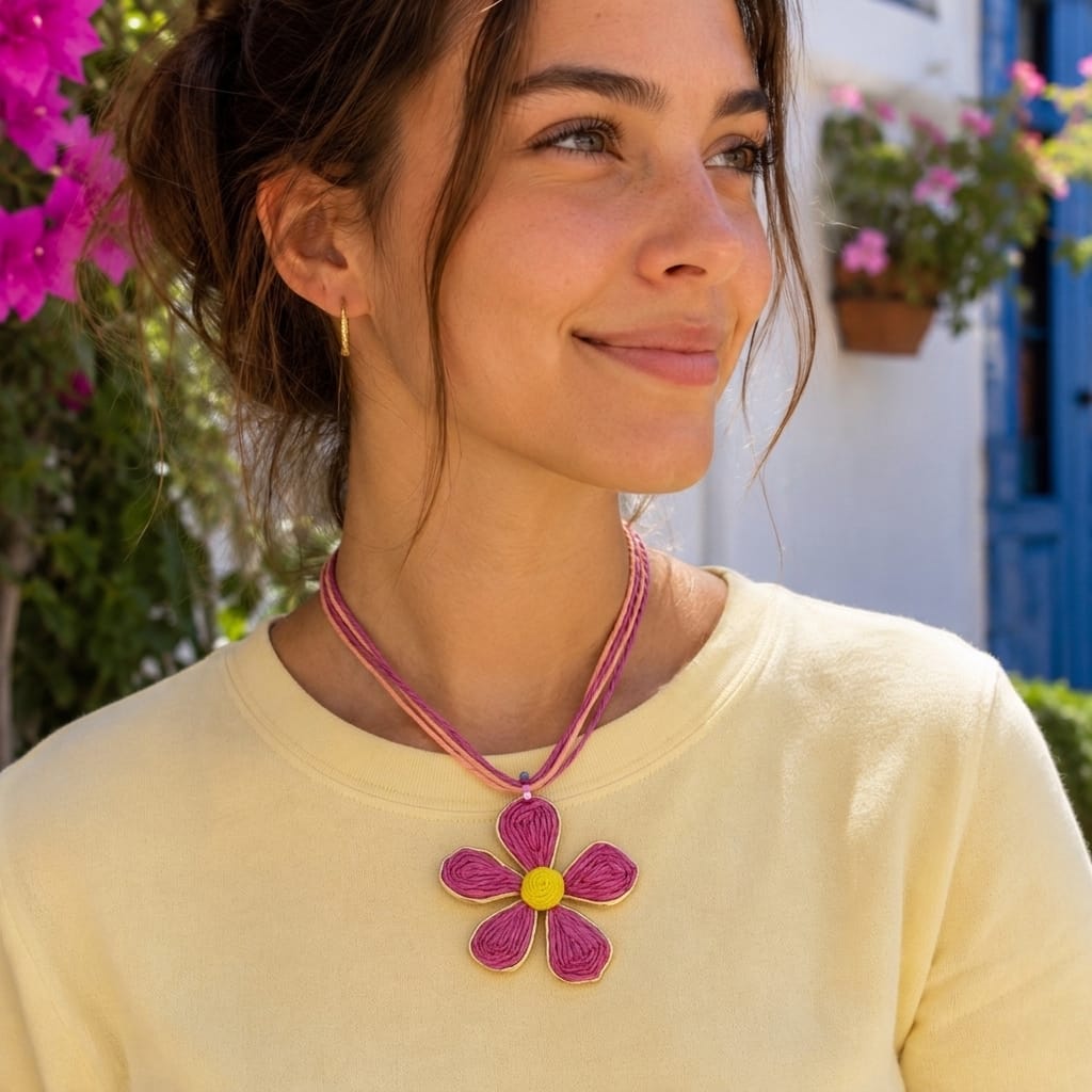 Fuchsia Leaf Flower Choker