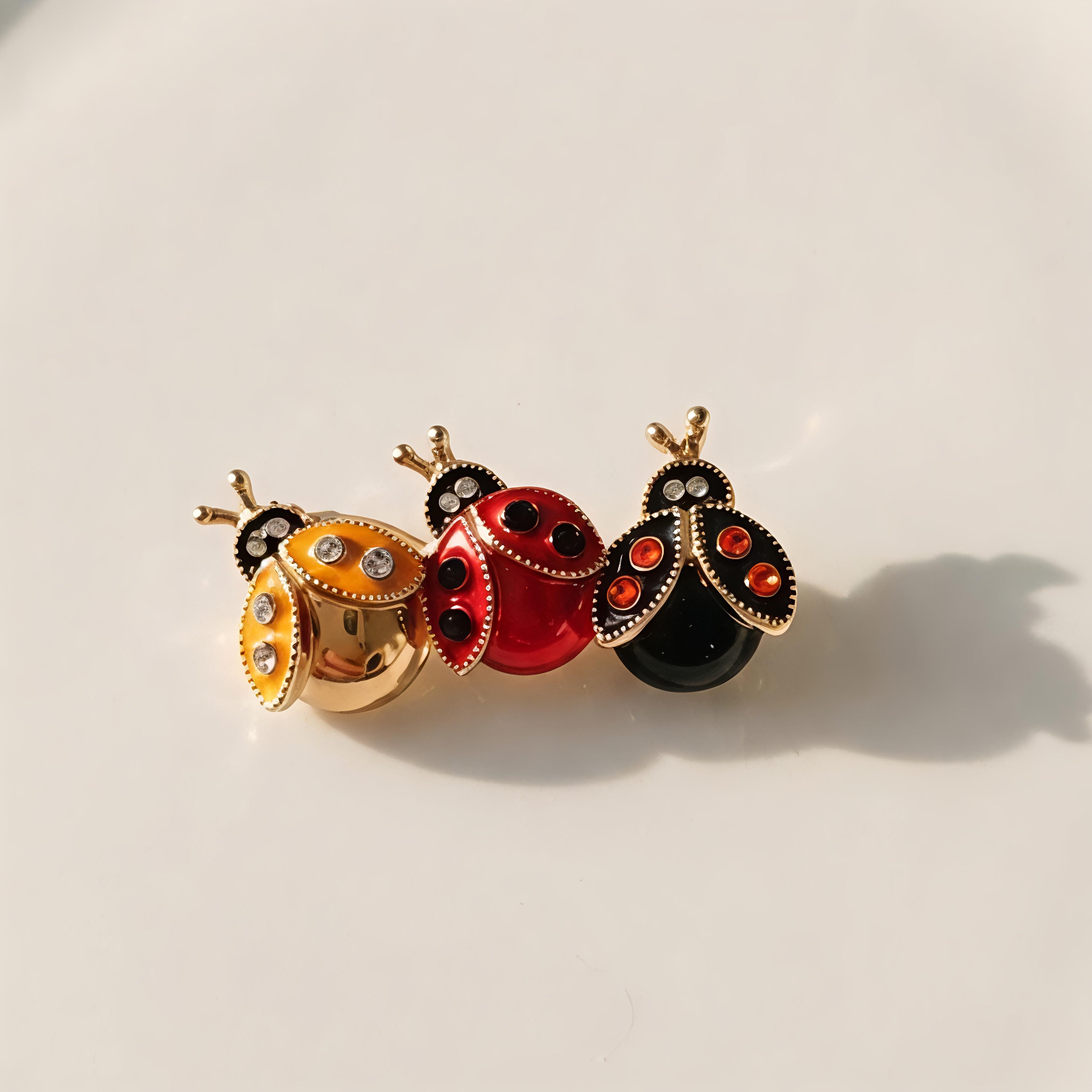 Triple Ladybug Brooch