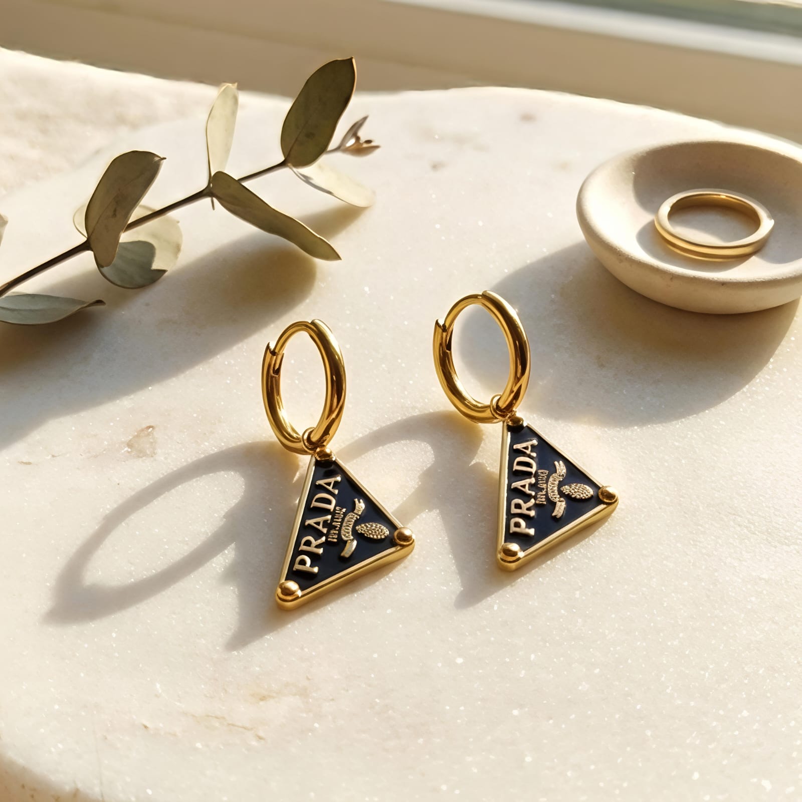 Black Triangle Drop Earrings
