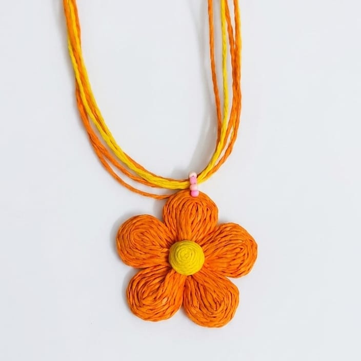 Orange Leaf Flower Choker