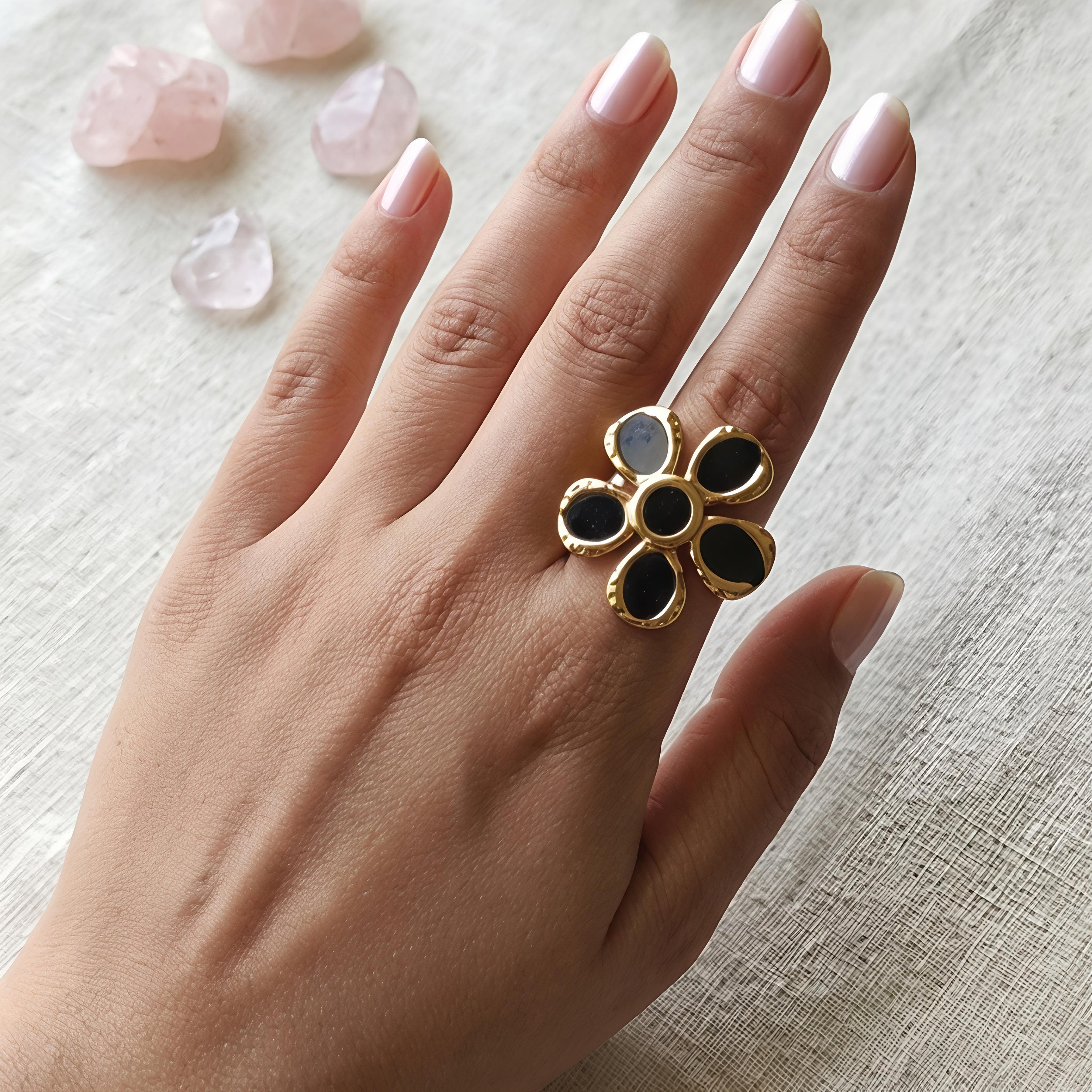 Midnight Blossom Ring