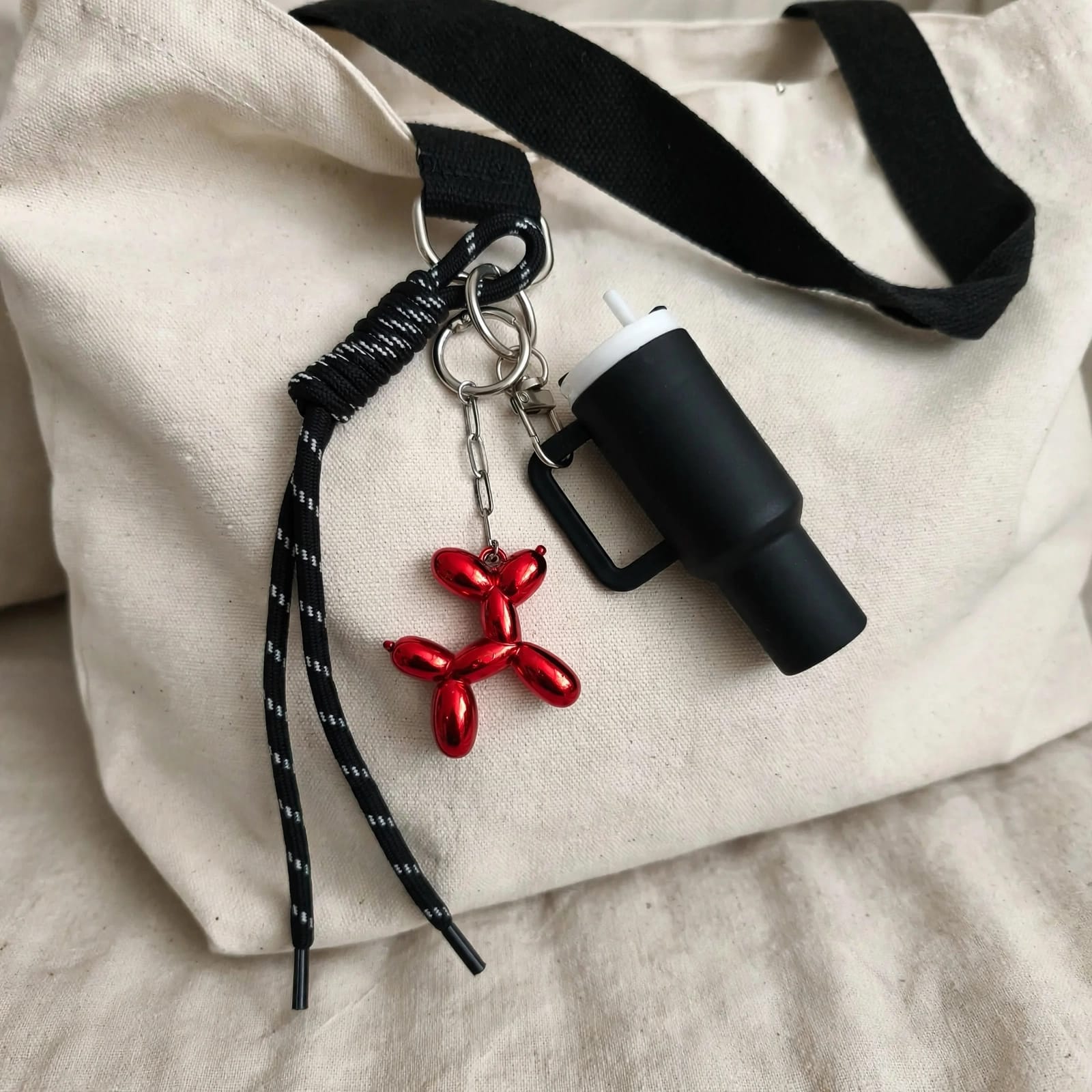 Stanley Cup & Balloon Dog Bag Charm Set - Midnight Black