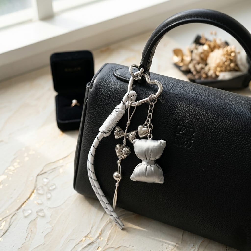 Silver Pillow Bag Charm