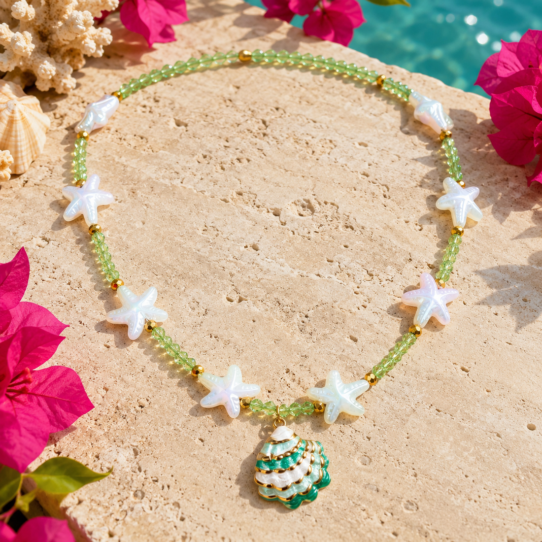 Sage Shell Starfish Necklace