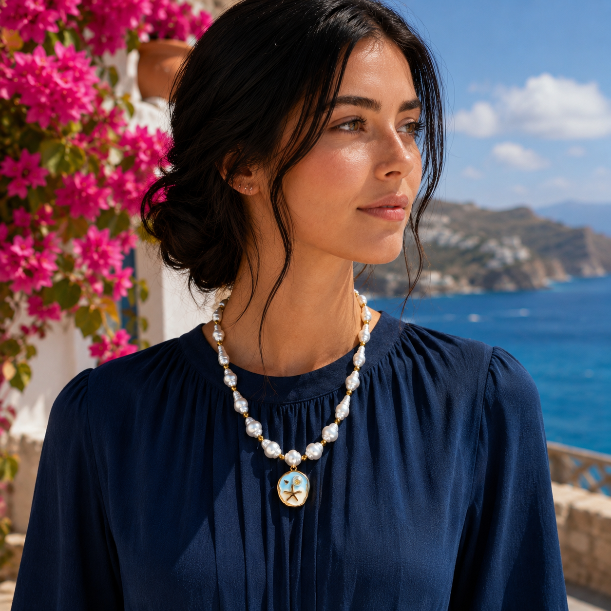 Pearl Sea Charm Necklace