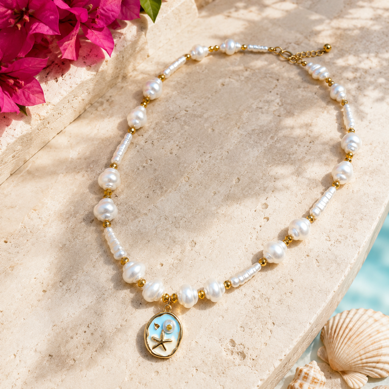 Pearl Sea Charm Necklace