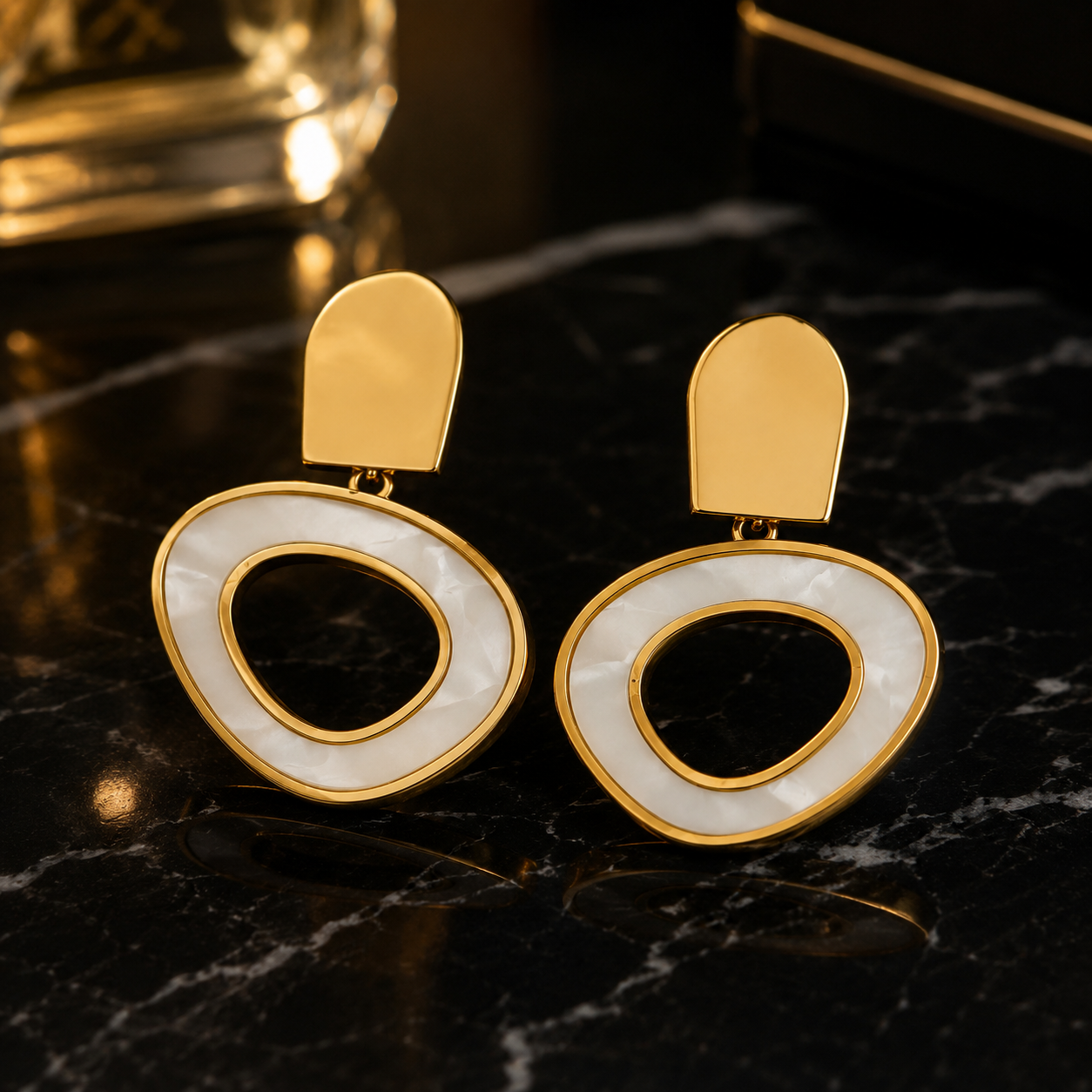 Ivory Halo Statement Drop Earrings