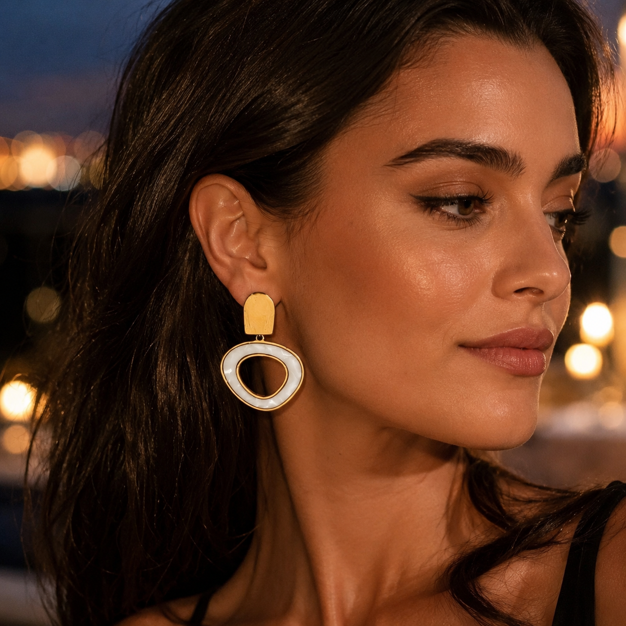 Ivory Halo Statement Drop Earrings