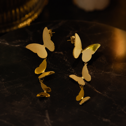 Golden Butterfly Cascade Earrings