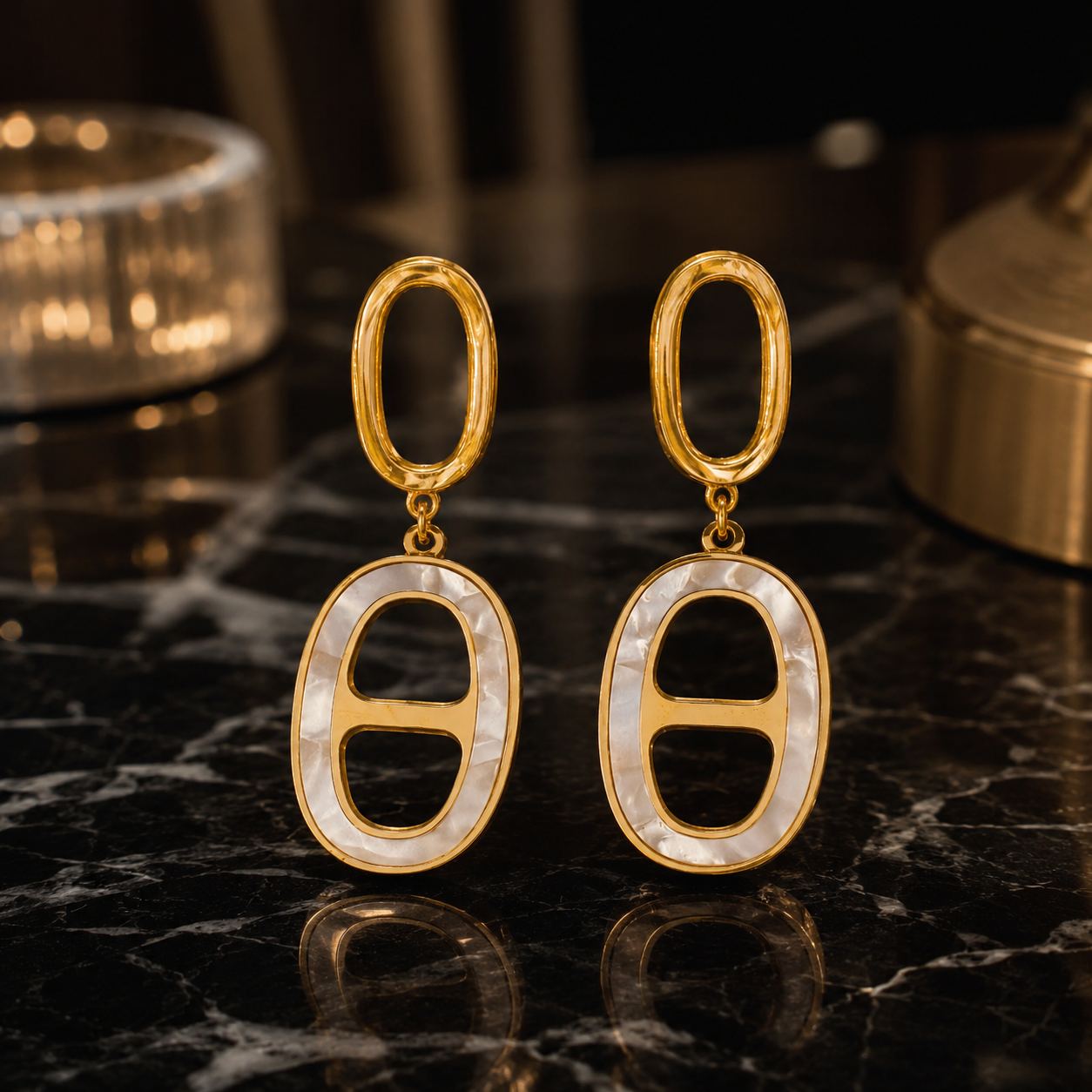 Ivory Oval Luxe Drop Earrings