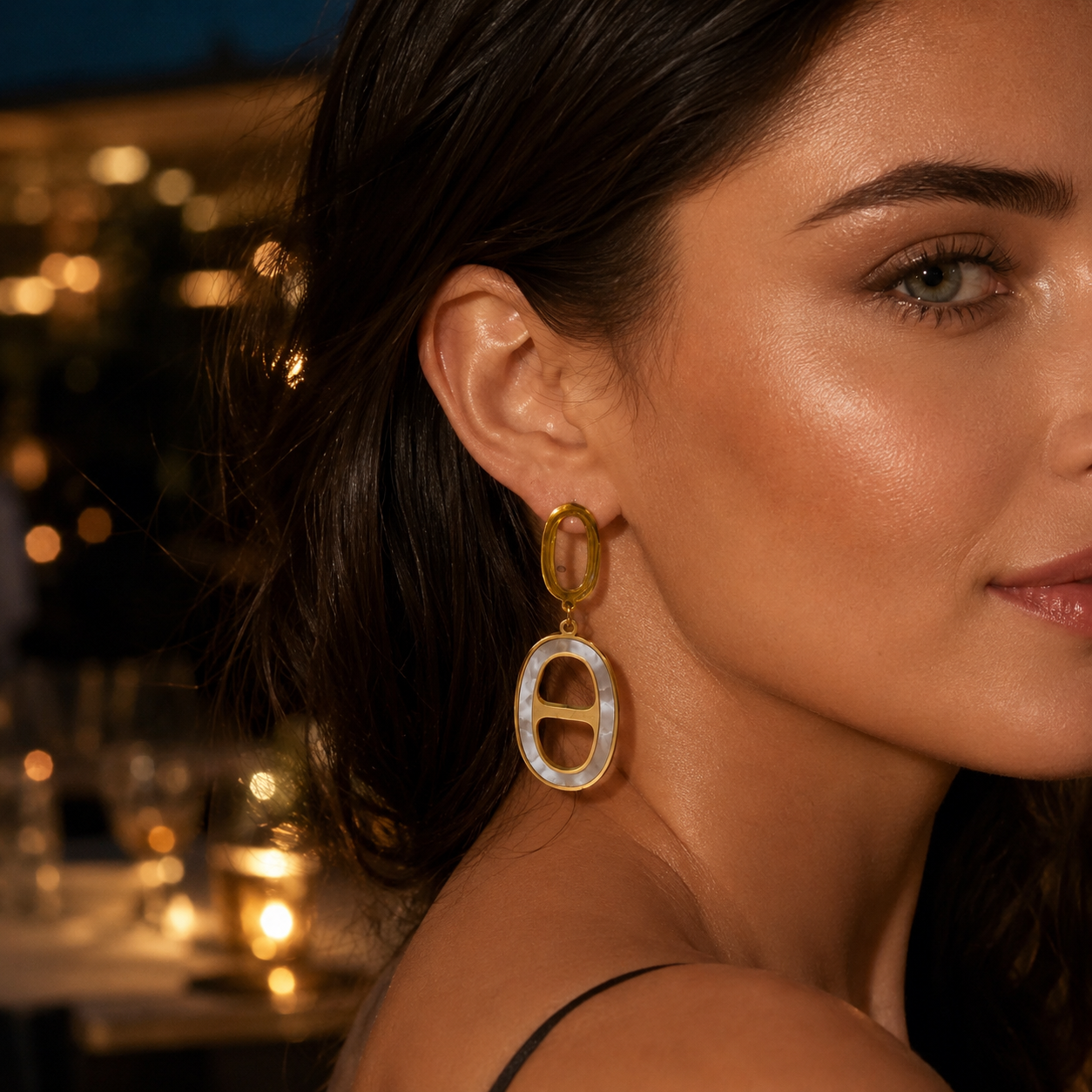 Ivory Oval Luxe Drop Earrings