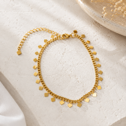 Golden Square Charm Anklet