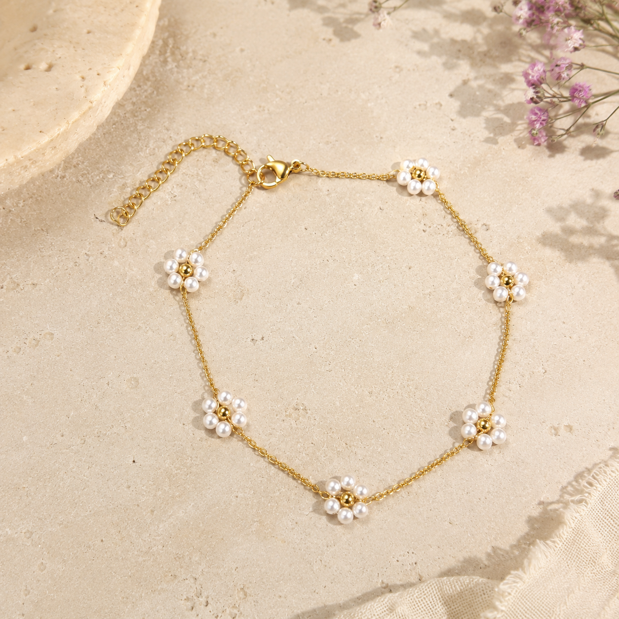 Pearl Daisy Anklet