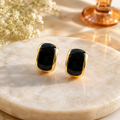 Black Resin Square Stud Earrings