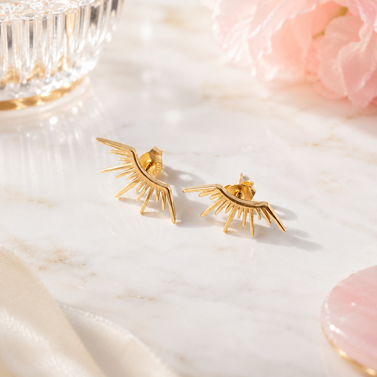 Gold Wing Ear Climber Earrings