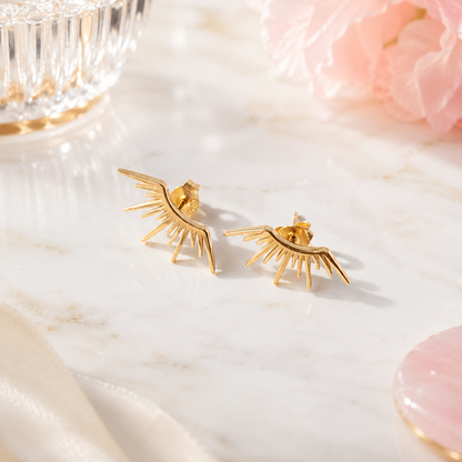Gold Wing Ear Climber Earrings