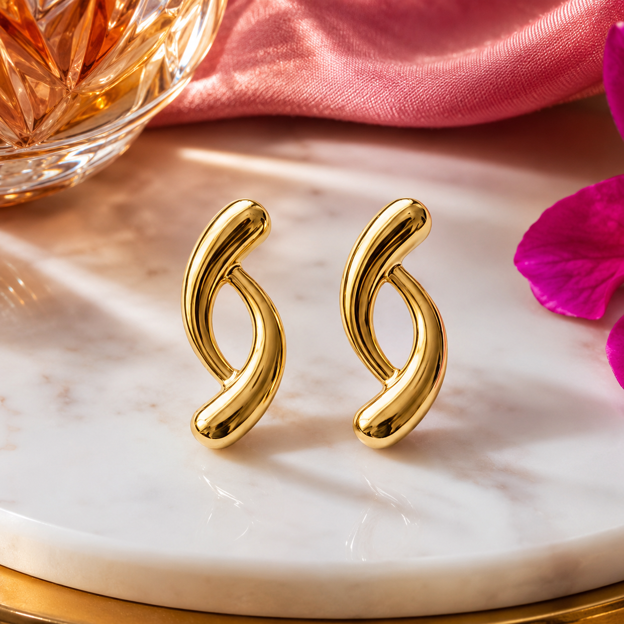 Gold Sculpted Twist Earrings