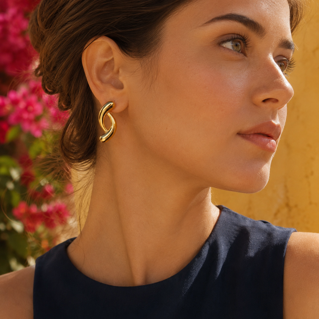 Gold Sculpted Twist Earrings