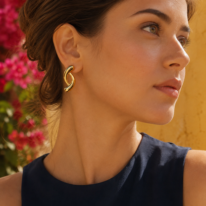 Gold Sculpted Twist Earrings