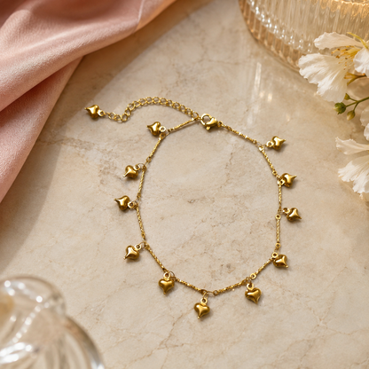 Gold Heart Charm Anklet