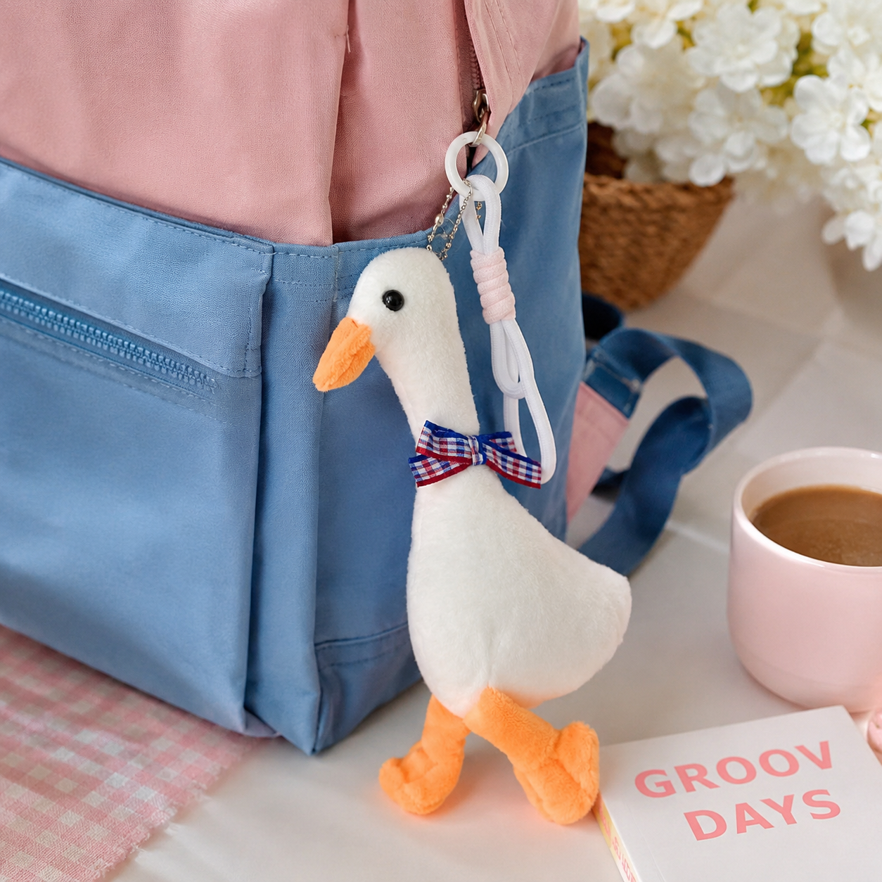 White Goose Plush Bag Charm